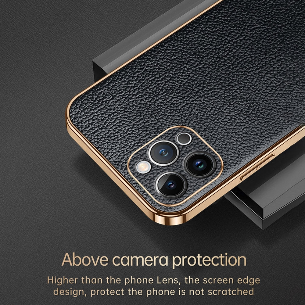 For iPhone 15 TPU + Litchi Texture Leather Mobile Phone Case-JASL