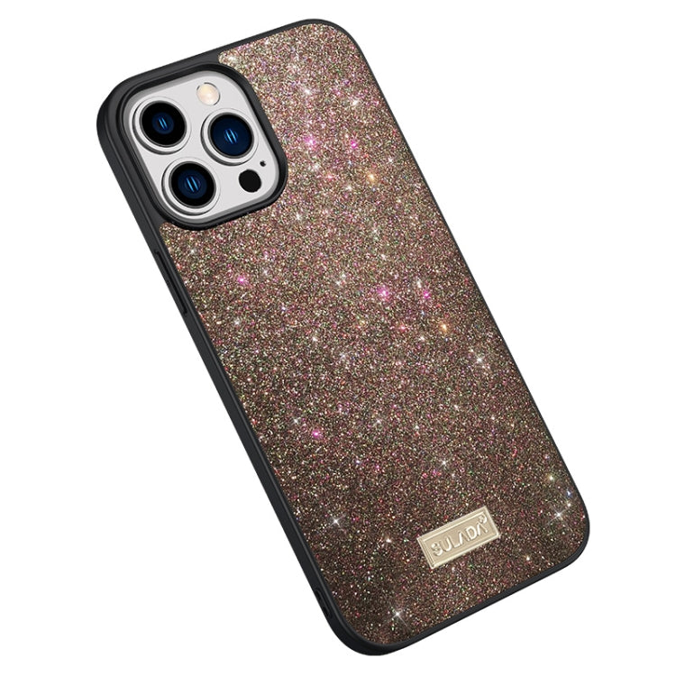SULADA Glittery PC Hybrid TPU Handmade Leather Phone Case, For iPhone 16 Pro Max, For iPhone 16 Pro, For iPhone 16 Plus, For iPhone 16, For iPhone 15 Pro Max, For iPhone 15 Pro, For iPhone 15 Plus, For iPhone 15