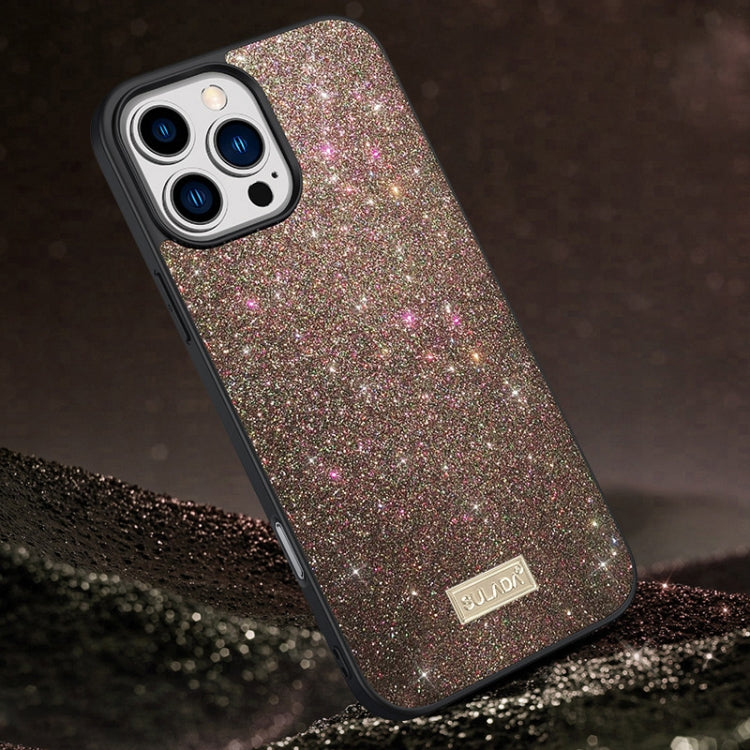 SULADA Glittery PC Hybrid TPU Handmade Leather Phone Case, For iPhone 16 Pro Max, For iPhone 16 Pro, For iPhone 16 Plus, For iPhone 16, For iPhone 15 Pro Max, For iPhone 15 Pro, For iPhone 15 Plus, For iPhone 15