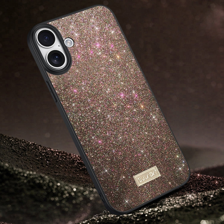 SULADA Glittery PC Hybrid TPU Handmade Leather Phone Case, For iPhone 16 Pro Max, For iPhone 16 Pro, For iPhone 16 Plus, For iPhone 16, For iPhone 15 Pro Max, For iPhone 15 Pro, For iPhone 15 Plus, For iPhone 15