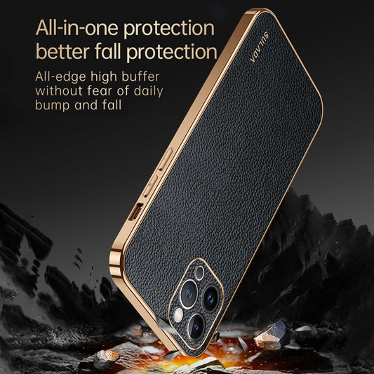 For iPhone 15 TPU + Litchi Texture Leather Mobile Phone Case-JASL