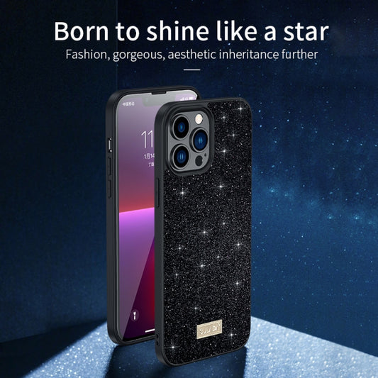 SULADA Glittery PC Hybrid TPU Handmade Leather Phone Case, For iPhone 16 Pro Max, For iPhone 16 Pro, For iPhone 16 Plus, For iPhone 16, For iPhone 15 Pro Max, For iPhone 15 Pro, For iPhone 15 Plus, For iPhone 15